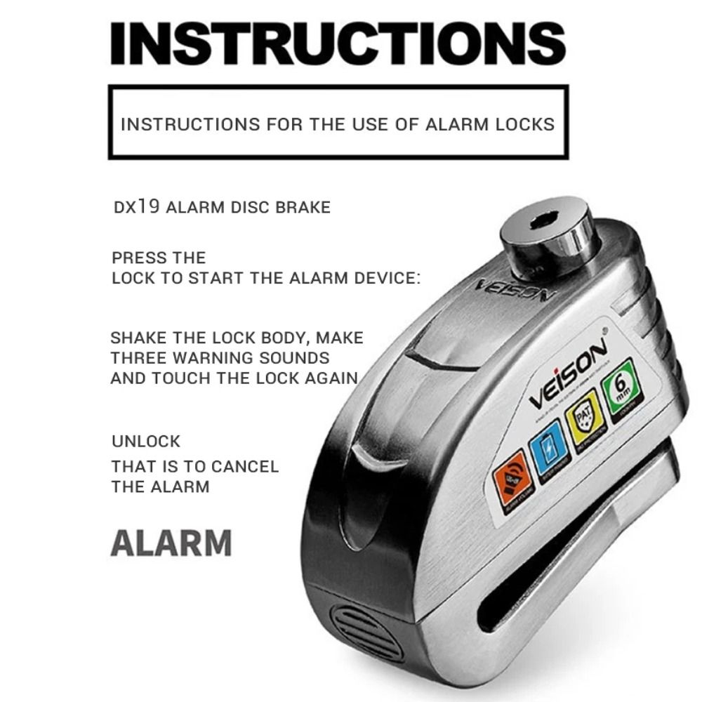 Disc Lock Brake - กันน้ำ ล็อคดิสก์เบรกมอเตอร์ไซค์ ป้องกันการโจรกรรม โลหะผสมสังกะสี ล็อคดิสก์เบรกจักรยาน สมาร์ท