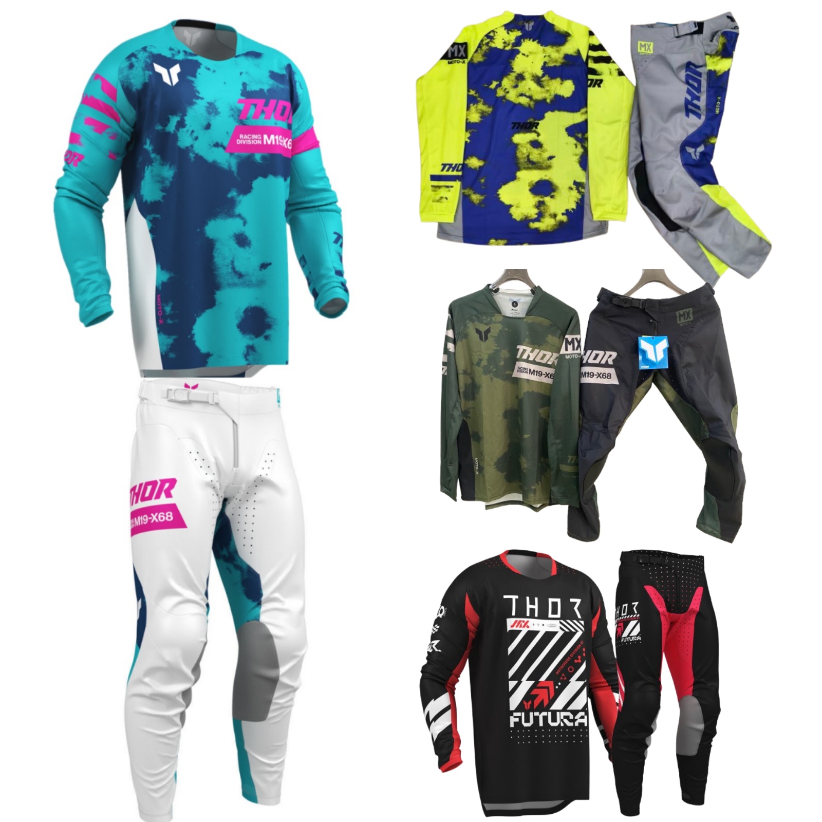 Motorcycle Gear For Sale - ชุดอุปกรณ์มอเตอร์ครอส ชุดเสื้อเจอร์ซีย์ THOR สำหรับรถวิบากแบบออฟโรด ชุดเสื้อเจอร์ซีย์มอเตอร์ไซค์ ชุดคอมโบ