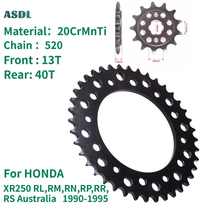 Motorcycle Gear Australia - สเตอร์หน้า-หลัง 520 13T 40T สำหรับรถมอเตอร์ไซค์ ทำจากเหล็กคาร์บูไรซ์