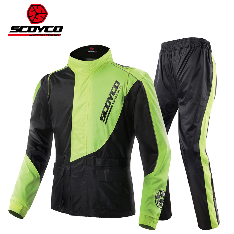 Motorcycle Rain Suit - SCOYCO รถจักรยานยนต์ขี่เสื้อกันฝนกางเกงสูทผู้ชายแยกกันน้ํามอเตอร์ไซด์เสื้อกันฝนกางเกงในเวลากลางคืนสะท้อนแสง