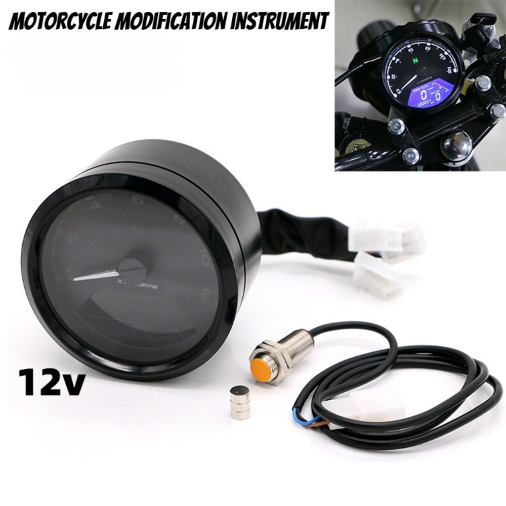 Motorcycle Gear Yamaha - มาตรวัดความเร็วรถจักรยานยนต์แบบดิจิตอล 12000RPM กม./ชม. พร้อมจอ LCD แสดงสถานะเกียร์